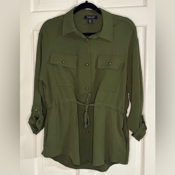 NWOT Rachel Zoe Olive Green Blouse with Pockets!! - Picture 1 of 7